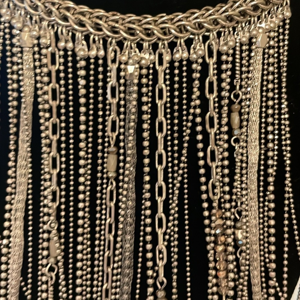 #087. Silver Fringe Necklace - Picture 4 of 4